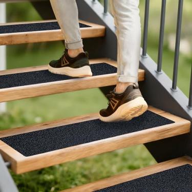 Imagem de Passos de tração antiderrapantes LifeGrip (pacote com 10), 20 x 81 cm, melhor gramatura de fita antiderrapante, fita antiderrapante para uso externo, adesivo abrasivo de alta tração para escadas