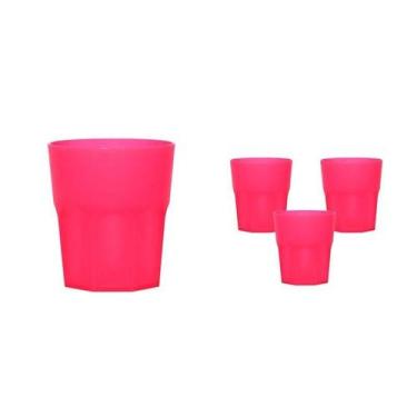 Imagem de Kit 4 Copos Mini Roma Rosa Neon 300Ml Plástico Premium - Bb Store