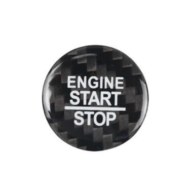 Imagem de BLAKAYA Compatível com adesivo de botão de parada de partida do motor em fibra de carbono, acabamento interno de botão para Dodge Charger Durango Challenger SRT Jeep Grand Cherokee (preto)