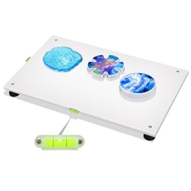 Imagem de Mesa de nivelamento de resina 58 x 38 cm, mesa de nivelamento de HDPE ajustável para resina epóxi, artesanato autonivelante para acessórios de resina, ferramentas de derramamento e arte acrílica