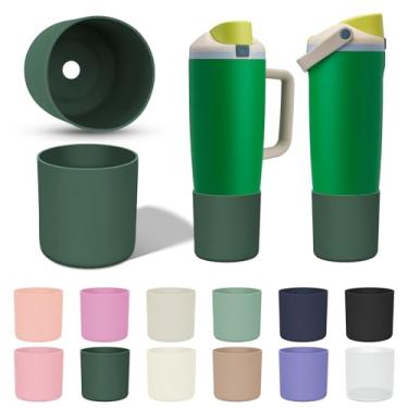 Imagem de KGULQ Bota de garrafa de água superior de silicone compatível com garrafas de balanço FreeSip Owala de 1,1 litro, capa protetora antiderrapante para garrafa de água (verde com corte)