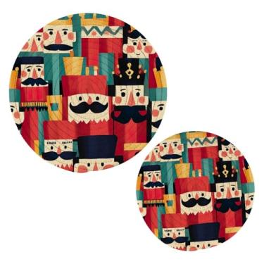 Imagem de Blueangle 2 peças de suporte de panela trivet de desenho animado - conjunto de pegadores de panela de tecido redondo - almofadas quentes trançadas de algodão - porta-copos - tapetes de mesa para