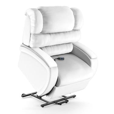 Imagem de Poltrona Do Papai Reclinável Napoli Elevação Lift Elétrico Pu Branco Fh1