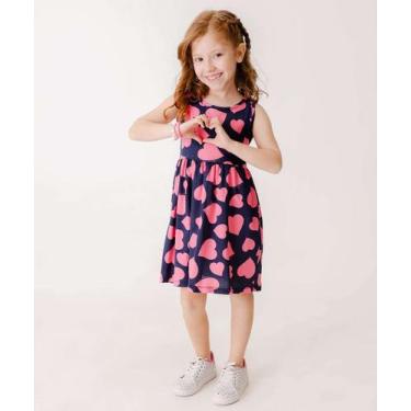 Imagem de Vestido Infantil Corações Sem Manga Tam 4 a 10-24133 - VTL, Azul, 10