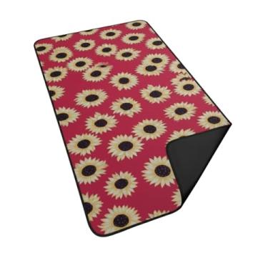 Imagem de Esteira De Praia Para Tomar Sol Impermeável 1,50x70 (Vermelha/Girassol)