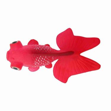 Imagem de Generic Ornamento Realista do Tanque de Peixes do Silicone, Fácil de Limpar a Decoração Falsa Peixes Azul para Entusiastas Aquário (Nº 5 Peixe Dourado Vermelho)