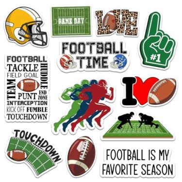 Imagem de Pacote com 12 adesivos de futebol para fãs, jogadores e crianças – Decalques de campo de dia de jogo, adesivos de vinil à prova d'água com tema de touchdown para garrafa de água, laptop, capacete