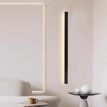 Imagem de LED Longa Arandela Moderna Interior Lâmpadas de Parede Lâmpada de Corredor Escada Metal Alumínio Minimalista Iluminação de Parede para Sala de Estar Quarto Mesa de Cabeceira Hotel (Luz Neutra Preta