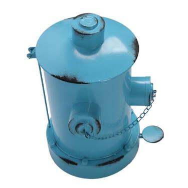 Imagem de Ymiko Lixeira de Ferro Forjado de Grande Capacidade Estilo retrô Com Balde Interno e Pedal para Escritório Doméstico ou Uso Interno, Lixeira de Aparência Vintage para Chão ou Mesa (Azul claro)