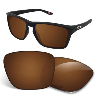 Imagem de Biyxpiv Lentes de substituição de 1,5 mm compatíveis com óculos de sol Oakley Sylas XL OO9448 60 mm, antiarranhões e resistentes a impactos, Marrom âmbar.