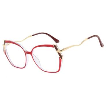 Imagem de Óculos de grau grande com armação de polígono transparente para mulheres (5)