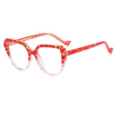 Imagem de Óculos de grau gatinho populares femininos armação grande lentes de leopardo (2)