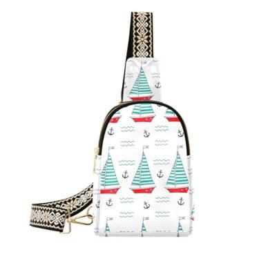 Imagem de CEBUGI Veleiros pequena bolsa tiracolo feminina de couro, pochete transversal para trilhas, viagens ao ar livre