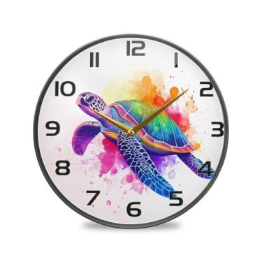 Imagem de YETTASBIN Relógio de parede acrílico tartaruga marinha - Silencioso, sem tique-taque, operado por bateria, relógio redondo decorativo criativo para cozinha, sala de estar, banheiro, decoração de