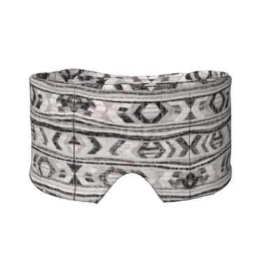 Imagem de Máscara de proteção para olhos e orelhas com estampa tribal cinza, respirável, ajustável, blecaute, confortável