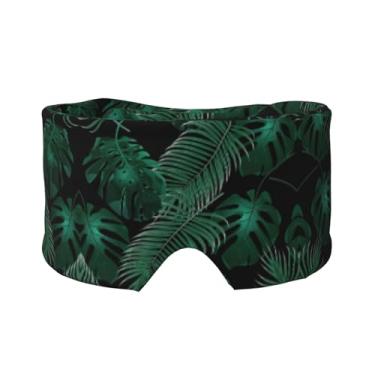 Imagem de Máscara de proteção para olhos e orelhas com estampa verde de folha de banana, respirável, ajustável, blecaute, confortável