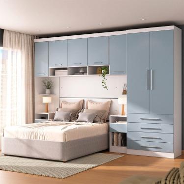 Imagem de Quarto Modulado Queen com Guarda-roupas Maleiro e Cabeceira Alpes Master Luciane Moveis