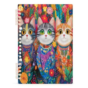 Imagem de Burbuja Caderno Pretty Cats, papel pautado universitário A5 com 60 folhas, fichário para escritório, 1 pacote