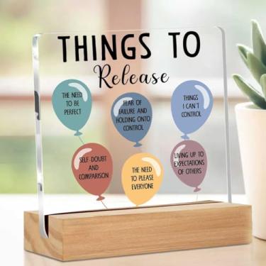 Imagem de Placa acrílica para decoração de escritório terapêutica, placa decorativa de mesa transparente para mindfulness educacional com suporte, suprimentos de canto calmo, quarto, psicólogo, escritório, casa