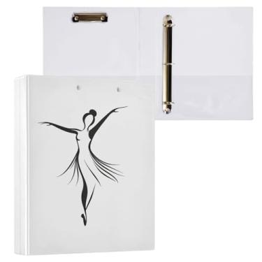 Imagem de STAYTOP Organizador de fichário redondo de balé para meninas, 3 argolas com prancheta (carta A4), fichário fofo para material de escritório escolar