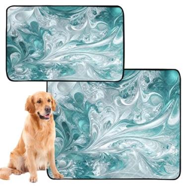 Imagem de CEBUGI Almofadas de xixi laváveis para cães, pacote com 3, almofadas impermeáveis para filhotes de cachorro, antiderrapante, à prova de vazamento, para cama de cercadinho, padrão de mármore