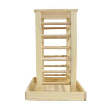 Imagem de Generic Suporte de feno de madeira para coelhos, porta-grama para pequenos animais, dispensador de ração portátil para hamsters, porquinhos-da-índia e