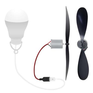 Imagem de Kit Mini Gerador De Turbina Eólica Com Motor E Hélices, Brinquedo Experimental Científico DIY Para Crianças, Modelo Educativo De Energia Eólica para Aprendizagem(Generator+LED)