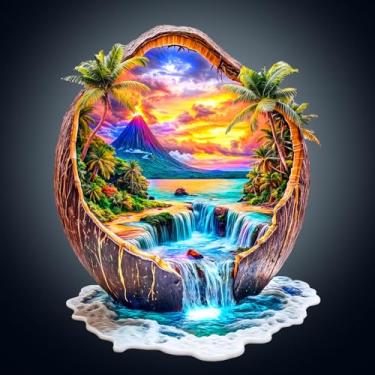 Imagem de Wooden Puzzles for Adults, Coconut Dream Puzzle, Challenging Wooden Jigsaw Puzzle, Wood Adults Puzzles Birthday for Women Men (L-13.4 x 13.4in 255 Piece)