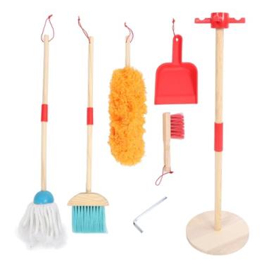 Imagem de Ainoli crianças conjunto de brinquedos de limpeza vassoura mop espanador escova brinquedo brinquedos de limpeza para crianças