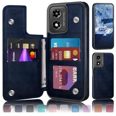 Imagem de DJDUCK Capa carteira projetada para Moto G Play 2024 com porta-cartão, [proteção de couro com bloqueio de RFID] [capa de fecho magnético] à prova de choque masculina e feminina para Moto G Play 2024