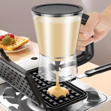 Imagem de Dispensador de massa de cupcake, dispensador de panqueca com alça resistente, separador de massa de waffles de 850 g, pode ser lavado na lava-louças para waffles de panqueca e cupcake