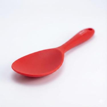 Imagem de Colher Silicone Vermelha 22,5cm Cabo Curto Não Risca Panela
