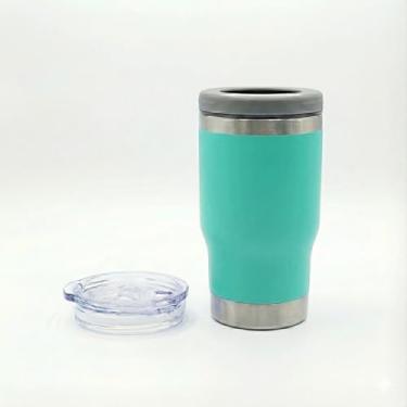 Imagem de Copo Térmico 3 em 1 de Aço Inox, Azul, 420ml, Porta Long Neck, Lata e Bebidas, com Tampa de Silicone e Plástica, Isolamento a Vácuo, Abridor Integrado (Verde Piscina)