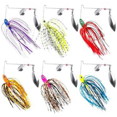 Imagem de L PATTERN 6 iscas de pesca Spinners, isca de pesca Spinners, iscas Buzz para robalo, pique, truta de água doce e salgada