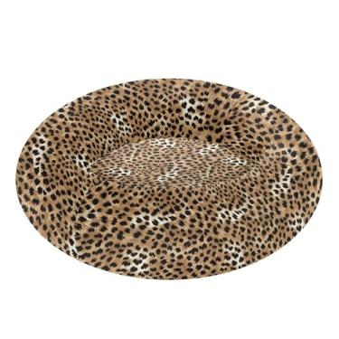 Imagem de SEHANY Cama de cachorro com estampa de leopardo, removível e lavável, pequena, redonda, cama de gato fofa, super macia, confortável para animais de estimação com fundo antiderrapante para cães