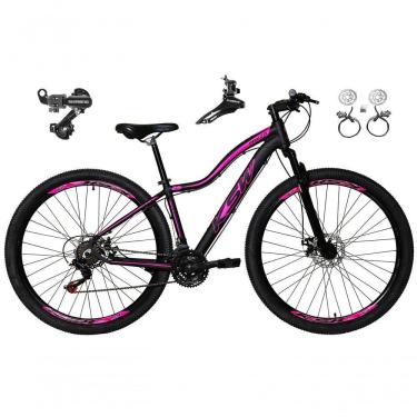 Imagem de Bicicleta Aro 29 Ksw Mwza Feminina Câmbios Shimano 21v Freio Hidráulico Garfo Suspensão preto-rosa Tam: 15