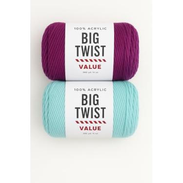 Imagem de Pacote com 2 fios Big Twist Value - Ameixa e Aqua, 100% acrílico, novelos de 170 g (380 m cada), 2 cores, 1 novelo cada.