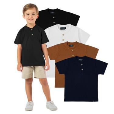Imagem de Camiseta Polo Infantil Menino Algodão Branca Sem Gola - VRASALON, 8, P