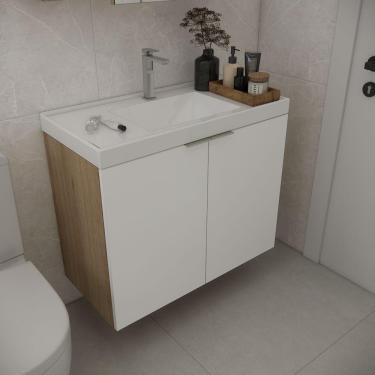 Imagem de Gabinete De Banheiro Sem Cuba Vittare 79,6cm Estilare GAB5002 Carvalho-branco