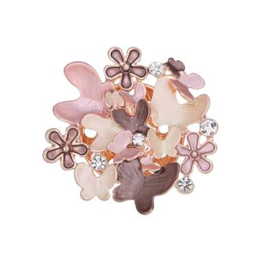 Imagem de lureme Broche de flor de strass, broche de lapela de cristal de liga 3D para mulheres, festa de casamento buquê de noiva blazer chapéu joia presente (br000018), standard, Liga de aço, Sem Pedra