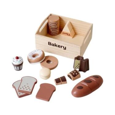Imagem de Conjunto De Cozinha De Brinquedo De Madeira Com Acessórios De Alimento