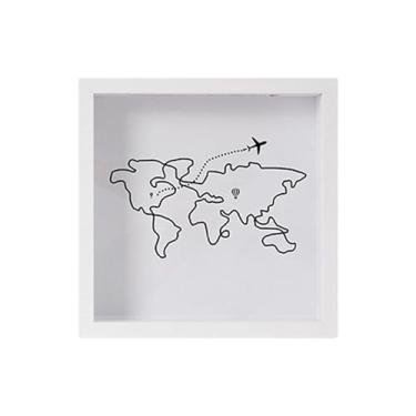 Imagem de BLWOTMOR Caixa de Exibição com Moldura Sombra E Abertura Superior, Porta-Ingressos para Viagens, Aventuras E Desafios, com Espaço para Obras de Arte E Medalhas, Branco 20x20cm, Tamanho real