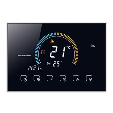 Imagem de Garosa Termostatos Inteligentes, Tela Sensível Ao Toque Grande Com Luz de Fundo Colorida de 4,8 '', Operação Fácil, Moldura Prateada Moderna, Caixa Oculta de 86 Mm, Controle Wi-Fi (Não-wi-fi)