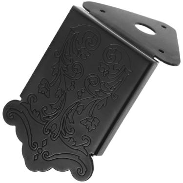 Imagem de SAFIGLE Tailpiece de bandolim cromado triangular com tampa decorativa e parafusos peça de substituição para fabricantes de guitarra preto B-45 troca fácil de cordas