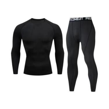 Imagem de Conjunto De Roupas Esportivas Masculinas De Compressão 2 Peças Elástic