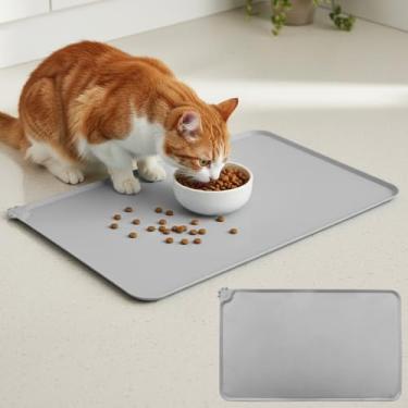 Imagem de Tapete de alimentação para animais de estimação 48 x 30 cm - para comida e água, tapete de tigela para cães e gatos, antiderrapante, super absorvente (Grizzly)