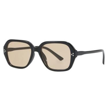 Imagem de Óculos de Sol Femininos Rivets Jelly Color com Estampa de Leopardo e Proteção UV400 para Esportes ao Ar Livre, Corrida e Ciclismo, Cor Chá Preto