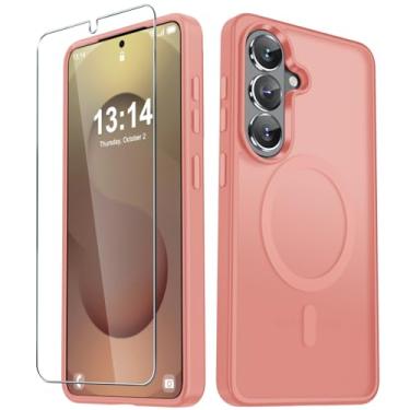 Imagem de YENAPOON Capa para Samsung Galaxy S26+ Plus, capa magnética fosca [atualizada em 2026] com 1 protetor de tela, suporte para MagSafe, proteção militar à prova de choque, parte traseira fosca