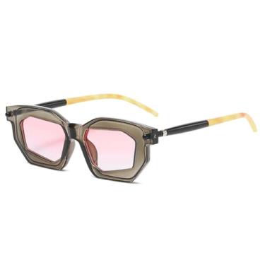 Imagem de Óculos de Sol UV400 - Lentes Transparentes Bicolores, Armação Punk com Rebites para Homens e Mulheres, Esportes ao Ar Livre, Corrida e Ciclismo, Cinza e Rosa