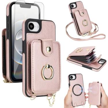 Imagem de Capa de telefone para iPhone 16e/SE 2025/SE 4 capa carteira magnética destacável e protetor de tela anel suporte compatível com bloqueio de RFID MagSafe i Phone16e i16e 16 e SE4 16eCapa para mulheres
